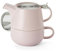 Cha Cult teemando® Tea-for-one Set Saara, rosa Keramik, 4-teilig mit Edelstahlsieb- und -Decke Kanne 0,45 l, Tasse 0,3 l Kanne: H 10 cm, Ø 6,7 cm Tasse: H 6 cm, Ø 10 cm