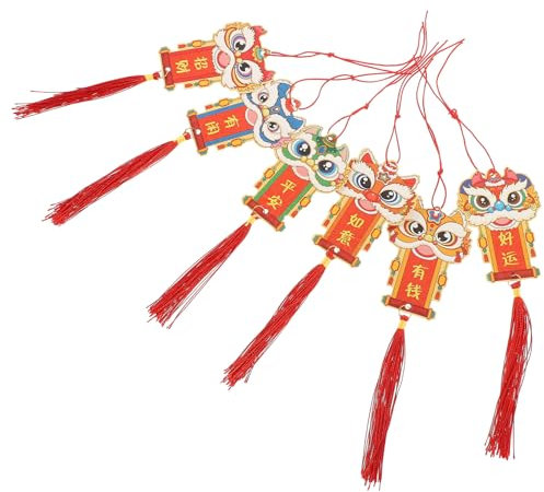 Zerodeko 2024 Décorations du Nouvel an Chinois 6 Pièces Porte- Dragons Glands Suspendus Rouges Année du Dragon Décor Feng Shui Porte- pour La Bonne Chance Richesse Succès