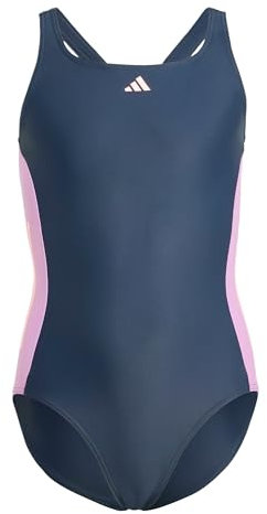 adidas Mädchen Cut 3-Stripes Swimsuit, Aurora Ink/Preloved Purple/Pink Spark, 5-6 Years