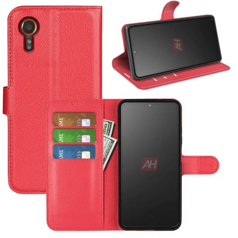 Fertuo Cover per Samsung Galaxy Xcover 7, Custodia Portafoglio Cover a Libro in Pelle Flip Case con Silicone Bumper, Fibbia Magnetica, Porta Carte, Kickstand, per Samsung Galaxy Xcover7, Rosso