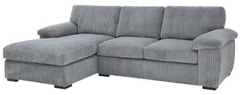 Amalfi Leff Hand L Shapde Chaise Sofa Corner in Grey Jumbo Cord