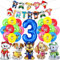 Patrol Geburtstag Deko 3 Jahre, Paw Dog Luftballons Kindergeburtstag, Hund Patrol Dog Blau luftballon 3 Geburtstag, Paw Ballon Dekoration, Happy Birthday Banner für 3 jahre Dog Patrol Party