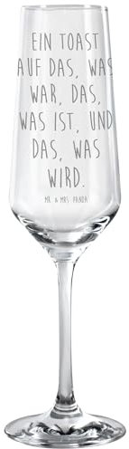 Mr. & Mrs. Panda Sektglas Spruch Sektglas Zeitreise - Geschenk, Proseccoglas, personalisierte Geschenke, Modern, Gegenwart, Vergangenheit, Champagnerglas, hochwertige Verarbeitung, Sprüche, Zukunft