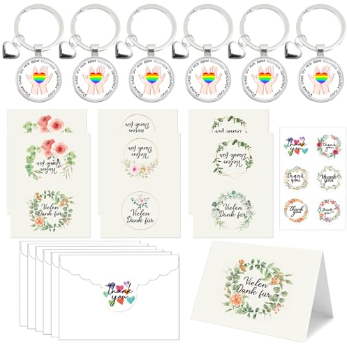 Abschiedsgeschenk Erzieherinn 19 PCS Dankeschön Geschenke Erzieherin Geschenkset mit Schlüsselanhänger Herz, Umschlägen, Briefbögen und Aufklebern, für Lehrer, Kindertagesstätten, Kindergärten