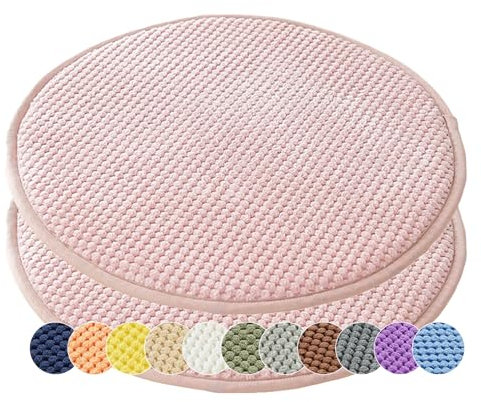 1/2er Set Rund Sitzkissen Kordsamt Rund Stuhlkissen Polster Auflage Kissen, Stuhlauflage rutschfest Sitzpolster für Haus & Garten Büro (Rosa,40x40cm (2er-Pack))