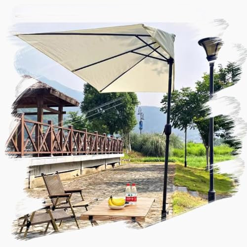 HAEKEBC Parasol De Jardin Demi-rond Blanc, Parasol De Jardin, Parasol Mural 250cm, Parasol De Balcon, Parasol De Terrasse De Porche De Bistrot