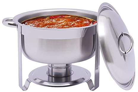 Professional Speisenwärmer | rund | 5 Liter | Chafing Dish | Warmhaltebehälter Edelstahl | Rechaud | Buffetwärmer | Wärmebehälter | für gewerblichen Einsatz