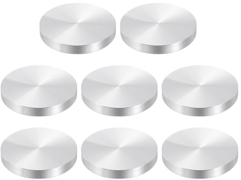 PATIKIL 8 Stück Glasplatten Adapter, Aluminiumscheibe, M10 Gewinde für Tischbeine & Tischfüße, M10 x 50mm x 7mm Aluminiumkreis Scheibe Glasplattenscheibe, für Glastisch, Silber
