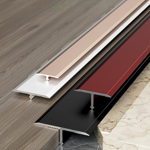 Raouoae Metall T-Form Übergangsprofil Laminate Door Threshold Strip 90 Cm * 2 Stück Übergangsschiene Für Bodenbeläge Perfekt Für Türschwellen Und Bodenabschlüsse(Schwarz,Breite: 33 mm)