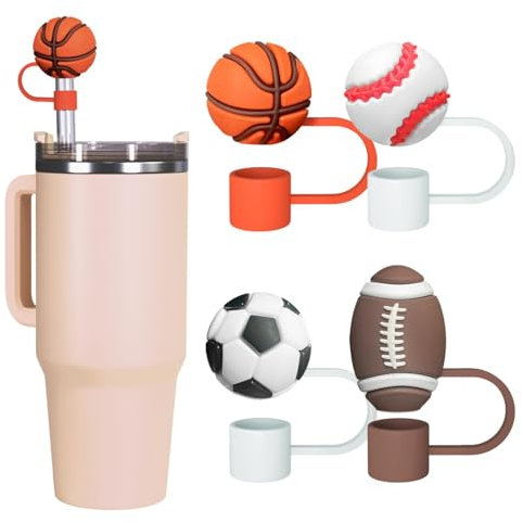 4 pcs Ball Straw Cover 10mm Straw Cover Caps Fit for Stanley Cup,0.4 in Drinking Straw Covers for Stanley Tumblers, Dust-Proof Reusable Straw Tips Lids for Straw