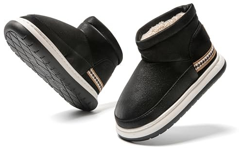 JOMIX Mini-Stiefel für Frauen,Damen Stiefeletten Plateau Boots, Damen Schneestiefel Winterstiefel Snow Boots, Warme mit Fell gefütterte Winterstiefel (Schwarz, 40_41 EU, MD9700)