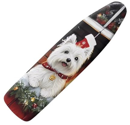 Vanideaoty Cute Dog Ironing Board Cover, Cover for Standard Size Iron Boards Replanement with Padding, Heavy Duty Padded, Christmas Decor