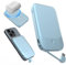 Nobis Slim Magnetic Power Bank 5000mAh with Built-in Cable Portable Charger QC 3.0 22.5W PD Fast Charging USB C In/Out,for MagSafe Battery Pack for Phone 16 Android (Blue)