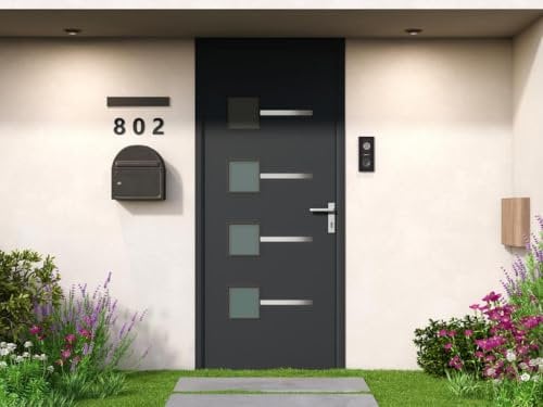 Vente-unique - Porte d'entrée en aluminium H218 x L96 cm anthracite - poussant gauche - AMARES