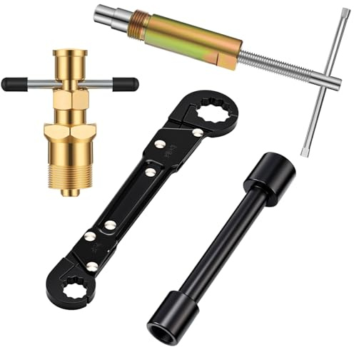 Lanties 4 Pcs Angle Stop Wrench Kit Plumbing Tools, Olive Ring Removal Tool with Diameter of 1/2, 3/4, Compression Sleeve Puller Tool for 1/2 Compression Fitting for Install Angle Stop Nut (Black)