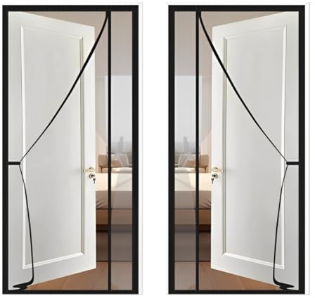 Moustiquaire Fenêtre Aimantée sur Mesure - Fermeture Automatique Adaptée aux Animaux - Pour Portes de Balcon et Coulissantes Noir 140x205cm