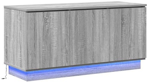 vidaXL TV-Schrank Grau Sonoma 100X38X49 cm Holzwerkstoff mit LED-Beleuchtung und viel Stauraum Unterhaltungszentrum modernes Möbel für Dein Zuhause Wohnzimmer Rechteck MDF