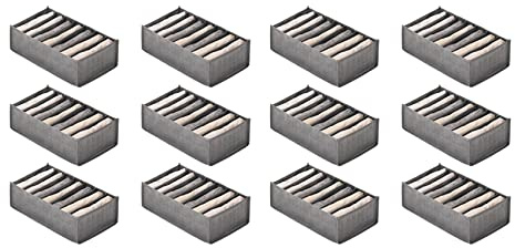UrbanNest 12Pcs Drawer Boxes for Jeans Trousers T-Shirt Storage Boxes Organiser Cupboard Wardrobe Drawers Organiser 7 Grids S