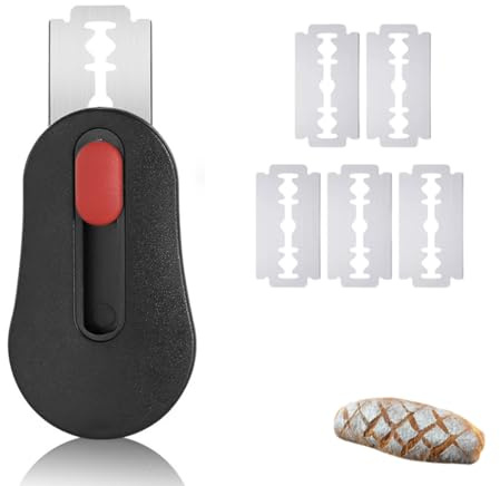 OUDQFCJ Taglierino per Pane, Lama con 6 Lame, Lametta per Taglia, Bread, Coltello da Panettiere per Impasto, Coltello per Pane e Taglia Impasto, Lame per Portatile e Ideale per Pane (7x4 cm) (nero)