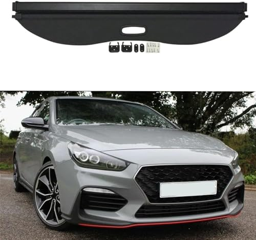 GuanLL Auto Einziehbarer Kofferraumabdeckung für Hyundai i30 Hatchback 2009 2010 2011 2012 2013 2014 2015 2016-2019 Auto Einziehbare Hintere Hutablage Trennwand Vorhang Ausziehbar Rollo