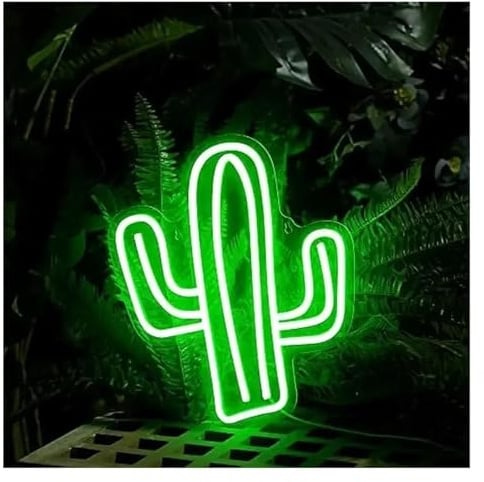 Generico Lampada al neon Insegna al neon tropicale per cactus, luce per la decorazione della camera da letto 30 cm × 35