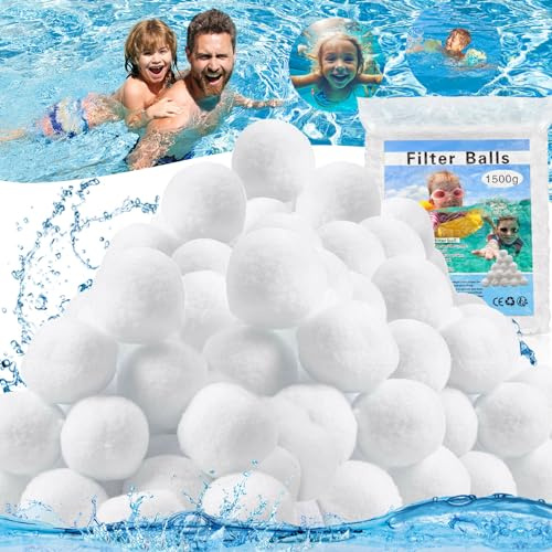 MOYKSRR Balles Filtrantes 1500g, Boules de Filtre de Piscine, Réutilisable Pool Filter Balls, Balles de Filtration pour remplace 53kg de Sable de Filtration pour Filtres à Sable, Filtration d'eau