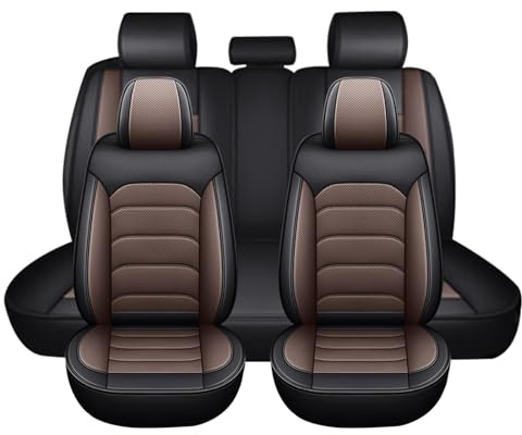 Gaoxianglin Sitzbezüge Auto Universal Set für New Skoda Octavia Combi,5 Sitze Autoschonbezug Autositzzubehör Autositzschoner Leder Patchwork Atmungsaktiv Wasserdicht(Brown)