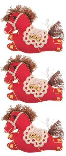 Alasum 3 Stück Stoffpferd Elemente Selbstgemacht Zubehör für Taschen und Hüte in Rot Vielseitiges Bastelset für Kreative Nähprojekte und Hobby Horse Dekoration