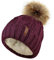 TOSKATOK Damen Chunky weichen Kabel Stricken Hut mit gemütlichem Fleecefutter und abnehmbarem Kunstpelz Pompom