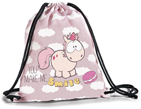 NICI Theodor and Friends Sportbeutel Einhorn Theodor You Make me Smile, 34,5 x 39 cm
