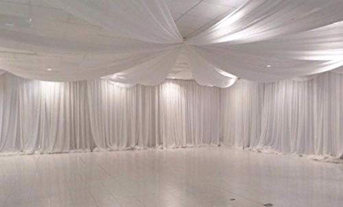 84 Inches Wide Pure White Voile Net Curtain Wedding Drape Fabric (Pure White, 84 Wide X 5 Meter Long)