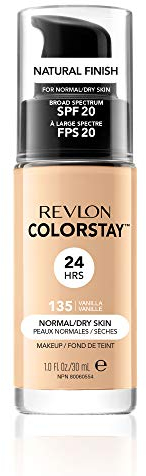 Revlon Color Stay Liquid Foundation Make-up für normale/trockene Haut LSF 20, Longwear mit mittelvoller Deckkraft und natürlichem Finish, ölfrei, 135, 30 ml (1er Pack)
