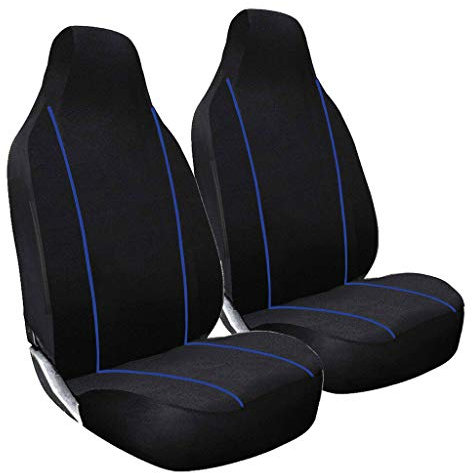 FSW - Blue Universal Front Car Seat Covers - Piping Seat Protector For All Makes And Models, Car Accessories, British Manufactured - 2 Front Seat Covers