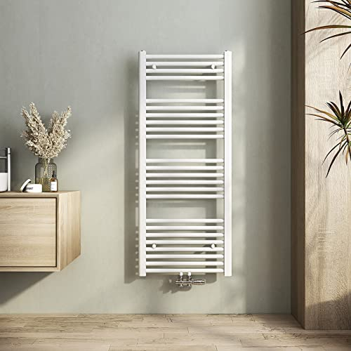 Heilmetz Weiß Badheizkörper 500 x 1200 mm Handtuchtrockner 513 Watt Leistung Heizkörper Bad Mittelanschluss Handtuchheizkörper