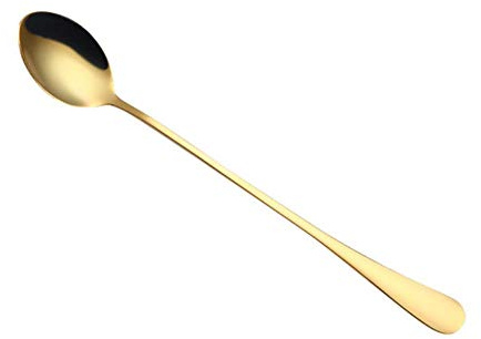 Stainless Steel Rainbow Long Handled Coffee Spoons Mixing Spoons Set Cold Drink Fruit Ice Cream Dessert Tea Spoon Drinking Tools,Gold,China