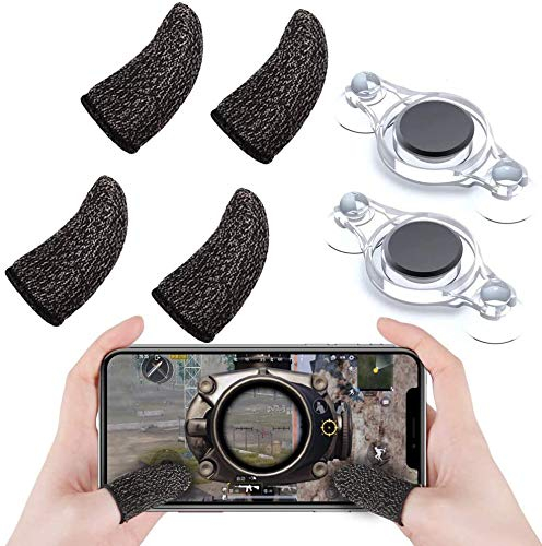 Geenber Mobile Gamecontroller Finger Sleeve Sets mit Controller Saugnapf Fingerschutz Sensitive Game-Controller Schweißfest Zielschlüssel für PUBG/Messer Out/Regeln des Survival