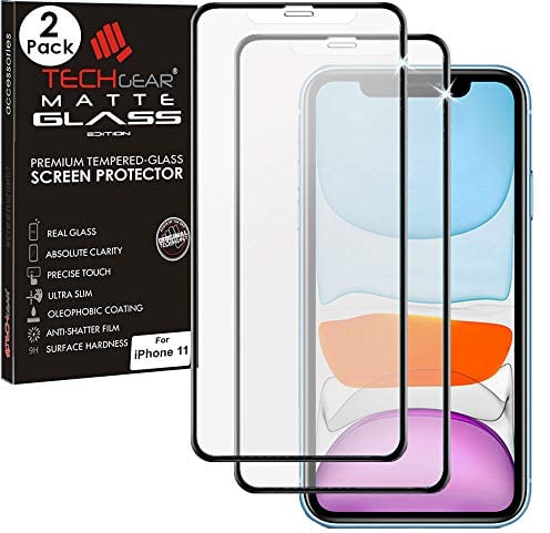 TECHGEAR [2 Pack Anti Glare Screen Protector for iPhone 11 - MATTE 3D GLASS Edition Genuine Tempered Glass Full Screen Protector Guard Cover Compatible with Apple iPhone 11