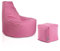 PATCH HOME Gamer Sessel Sitzsack inkl. Würfel Bean Bag Set Ø80cm, 30cm Sitzhöhe, 90cm Höhe + 35x35cm Würfel Altrosa
