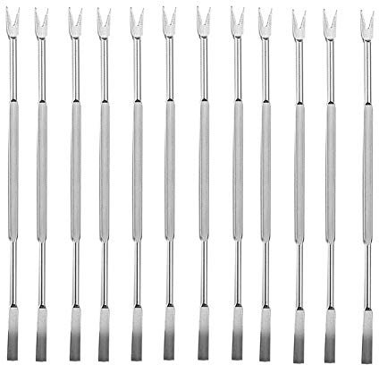 ccHuDE 12 tenedores de acero inoxidable para mariscos, tenedores de langosta, tenedores de nueces, cascanueces para cocina