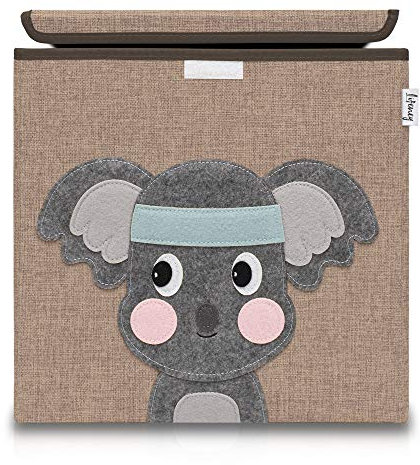 LIFENEY Aufbewahrungsbox mit Deckel und Koala I Spielzeugbox mit Tiermotiv passend für Würfelregale I Ordnungsbox für das Kinderzimmer I Aufbewahrungskorb Kinder