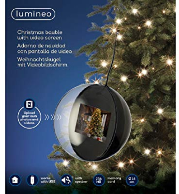 Party Store Ball 15,6 cm LCD Video mit Lautsprecher Schwarz