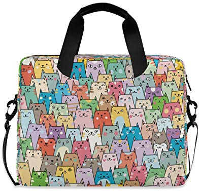 HMZXZ Niedlich Bunt Katzes Laptoptasche 13 14 15.6 Zoll Laptop Tasche Aktentasche Hülle Notebooktasche Schulter Tasche Handtasche für Arbeit Business Uni