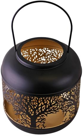 SiL Interiors Photophore en Forme d'arbre de Vie Extra Large de 22 cm, Motif Silhouette de Fer Noir, Taille M, JNS_477664