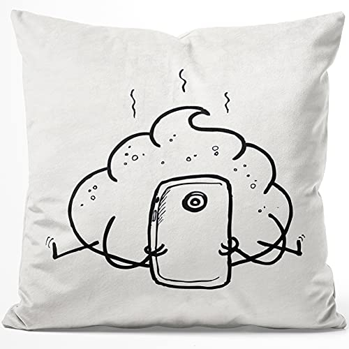 JUNIWORDS Kissen, Kackhaufen Handysucht, 40 x 40 cm, Flauschig Samtweich Weich