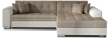 mb-moebel Ecksofa mit Schlaffunktion | Couch für Wohnzimmer, Schlafsofa Sofagarnitur Sofa Eckcouch L-Form Wohnlandschaft Moreno (RECHTS, Beige)