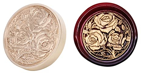 25 mm Rose Garden Round Retro Seal Wax Seal Stamp Head Fire Paint for Wedding Invitation Signature Invitation Card Making Decoration NO Handle