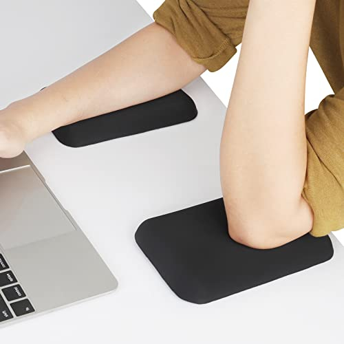 Leolee Ellenbogenstützenpolster für Schreibtisch, Schwarz, ergonomische Handgelenkauflage, Armlehnenpolster mit Memory-Schaum und rutschfester Unterseite, Armlehnen-Kissen, Büro, 2 Packungen