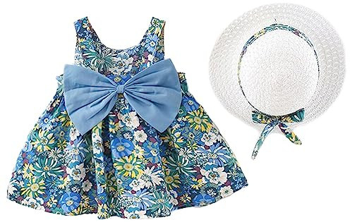 MAMIMAKA Toddler Baby Girl Sleeveless Bow Princess Dress Cute Sweet Floral Sundress for 3M-3Y