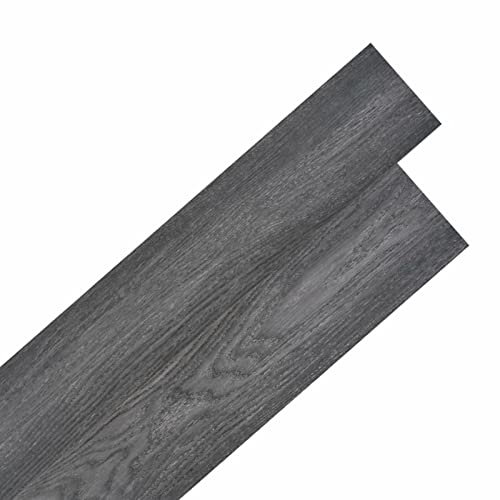 Mogou PVC Laminat Dielen Selbstklebend, Fliesenfolie, Laminatboden, Küchenrückwand Folie, Bodenbelag Selbstklebend, Wandverkleidung, Deckenpaneele, 5,02 m² 2 mm Schwarz und Weiß