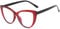 Anti-Blue Light Blocking Fashion Glasses for Women Men Anti UV400 Glare Computer Eye Glasses Thin Cat Eye Round Frame (Red/Black Frame + Clear Lens)